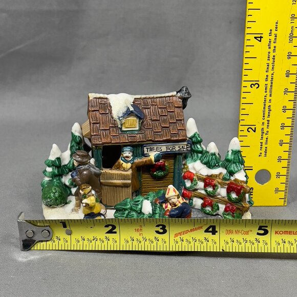 Cobblestone Corners Ceramic Christmas Trees 4 Sale Figurine Village Holiday Y2K - Picture 9 of 10